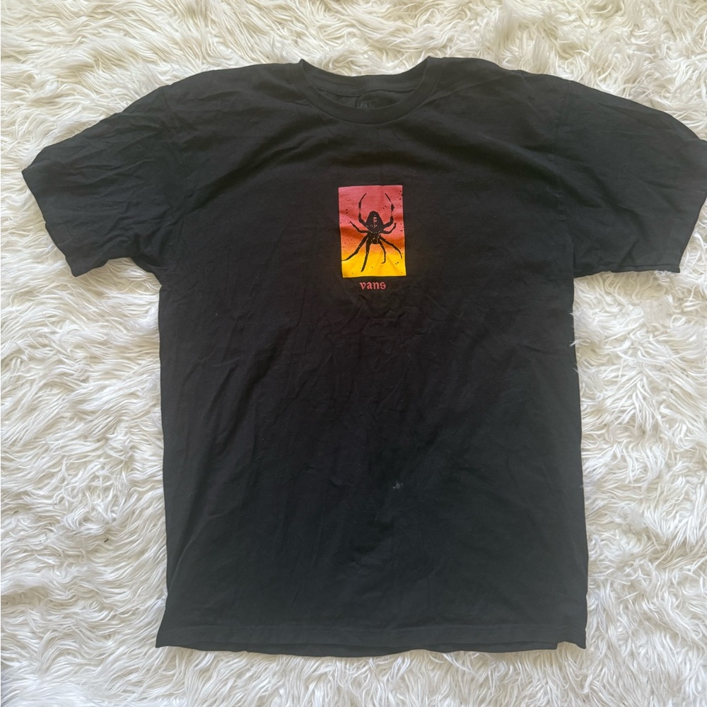 Vans Black Tee with Red and Orange spider size large